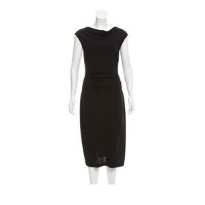 Black David Meister Sleeveless Cowl Neck Dress With Ruching